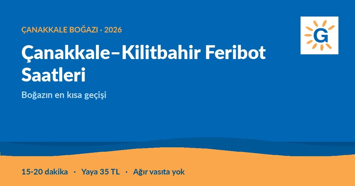 Çanakkale–Kilitbahir Feribot Saatleri 2026: Sefer, Ücret ve Kale Rehberi