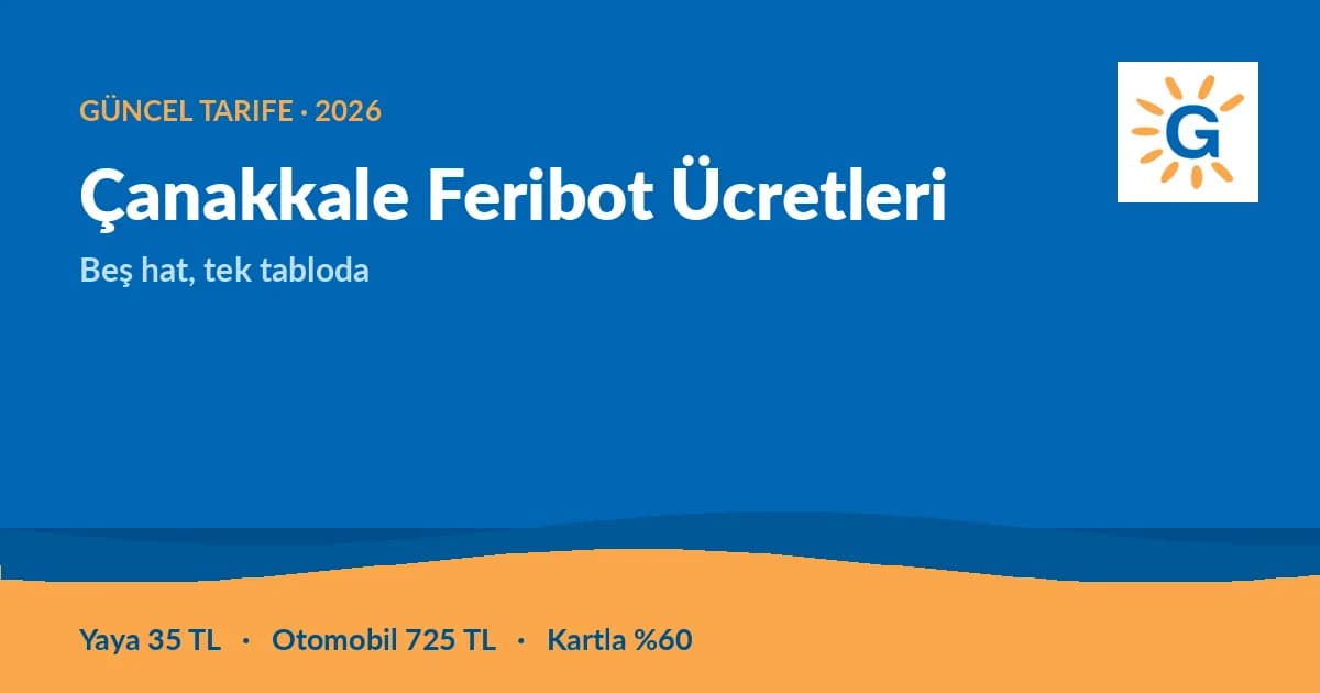 Çanakkale Feribot Ücretleri 2026: Tüm Hatlar, Güncel Tarife ve Kart İndirimleri